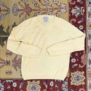 Vintage Soft Pastel Yellow V-Neck Knit Sweater